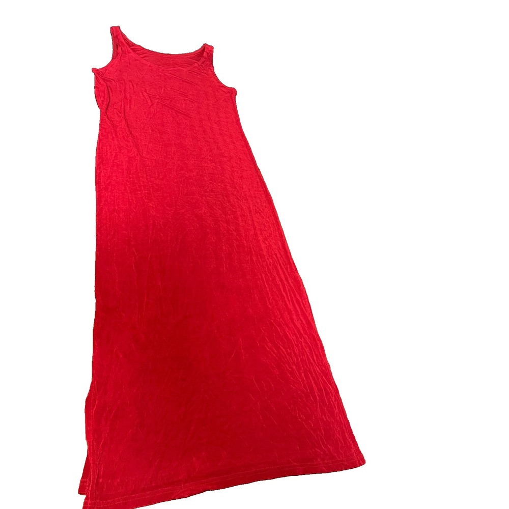 Vtg Amanda Red Velvet Maxi Dress 90s Bodycon Slit Stretch Witchy Goth M‎